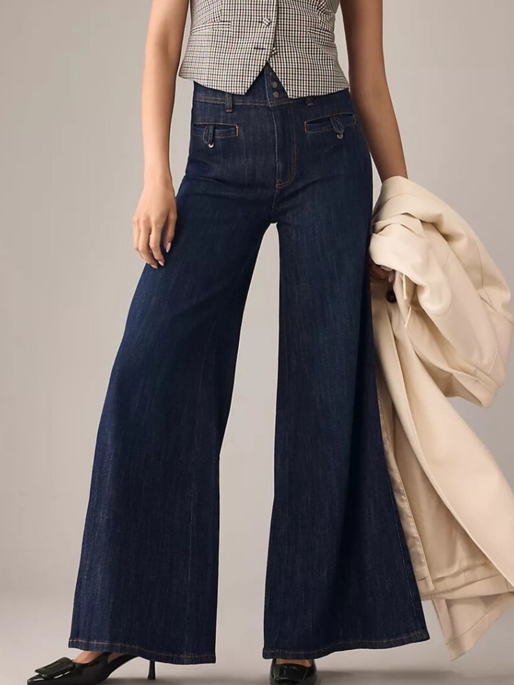 Pilcro Anthropologie High Rise Wide Leg Trouser Jeans Dark Wash Size 31